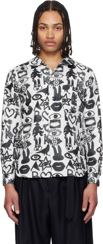 Photo: Black Comme des Garçons Black & White Broad Filip Pagowski Print Shirt