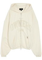 Represent Owners Printed Hooded Zip-through Cotton Sweatshirt White