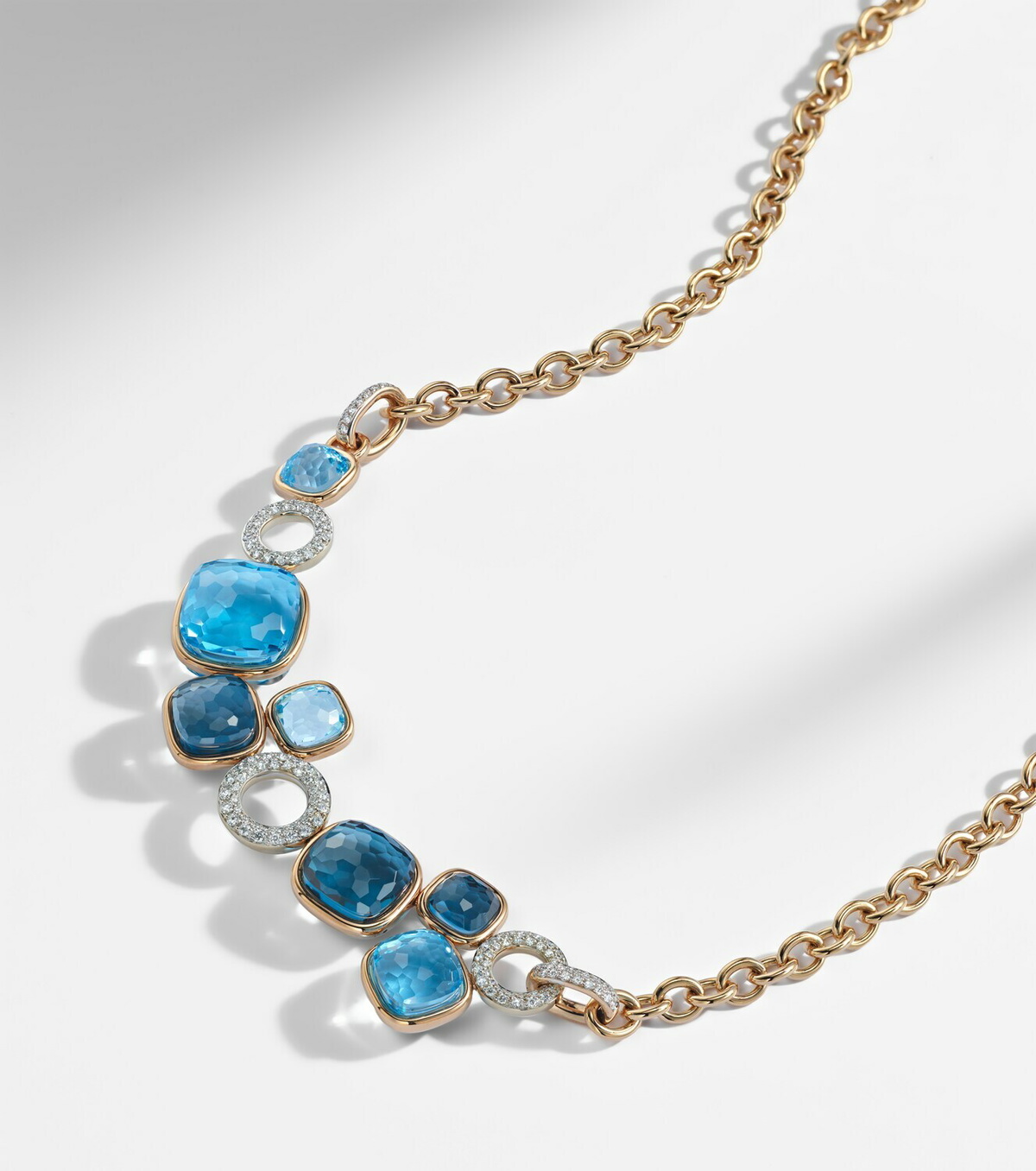 Pomellato Nudo 18kt white and rose gold necklace with topaz and diamonds