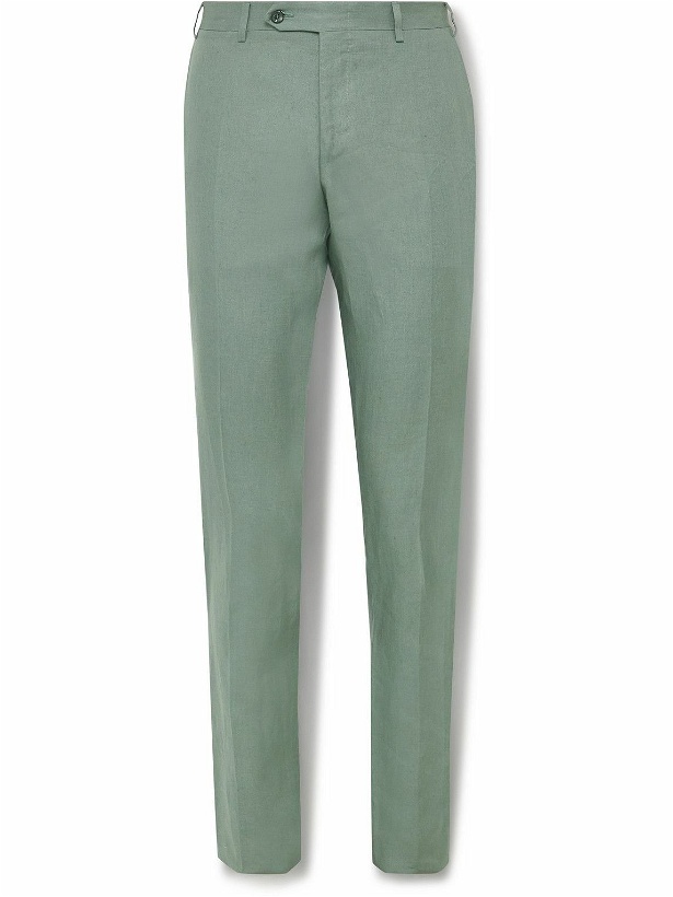 Photo: Canali - Straight-Leg Linen Suit Trousers - Green