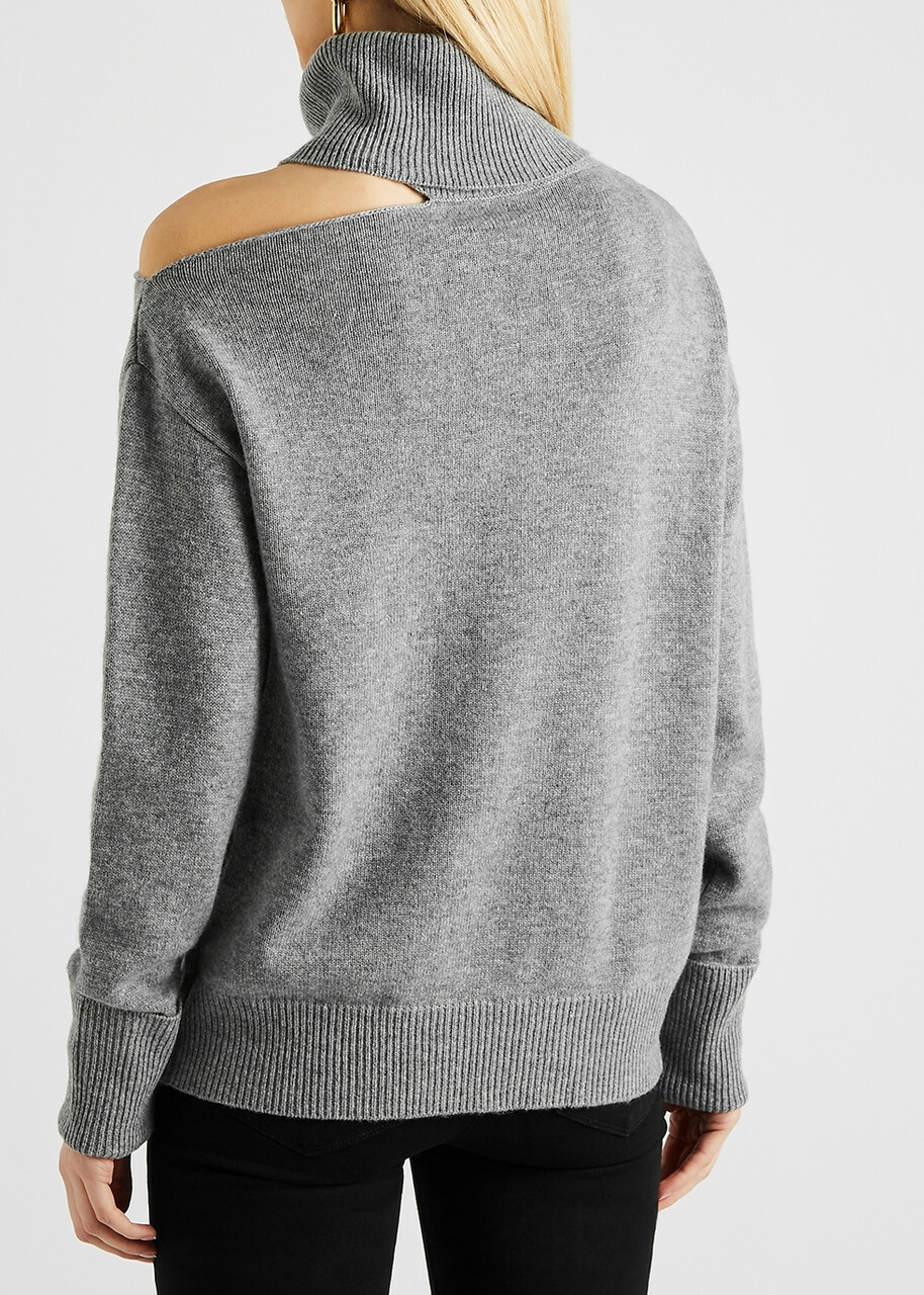 Paige Raundi Cut-out Wool-blend Jumper Grey