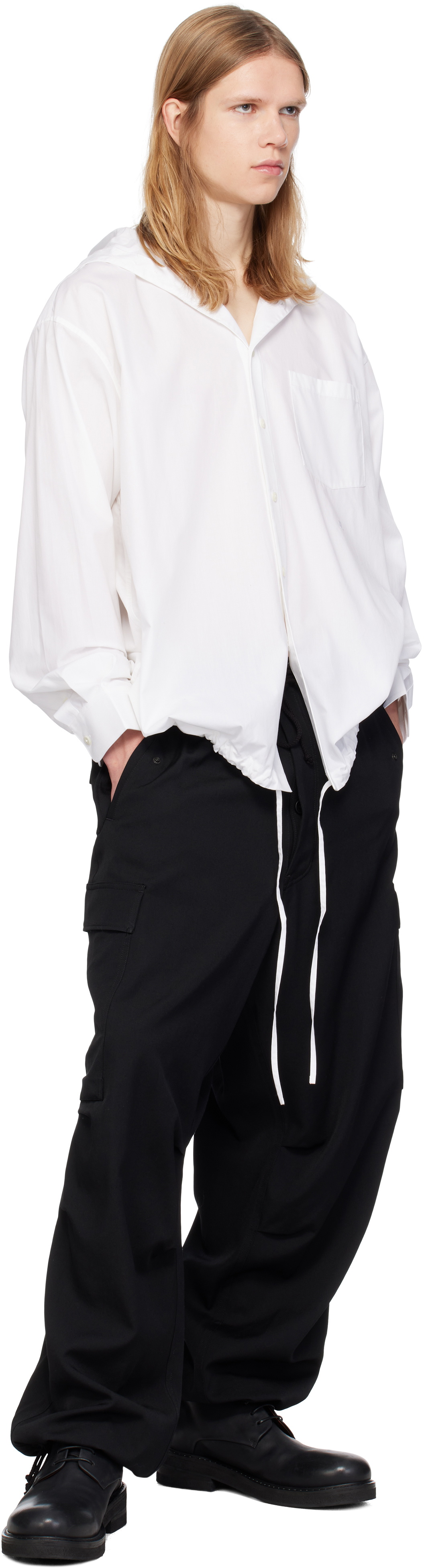 Y's For Men Black Side Triple Stitch Cargo Pants