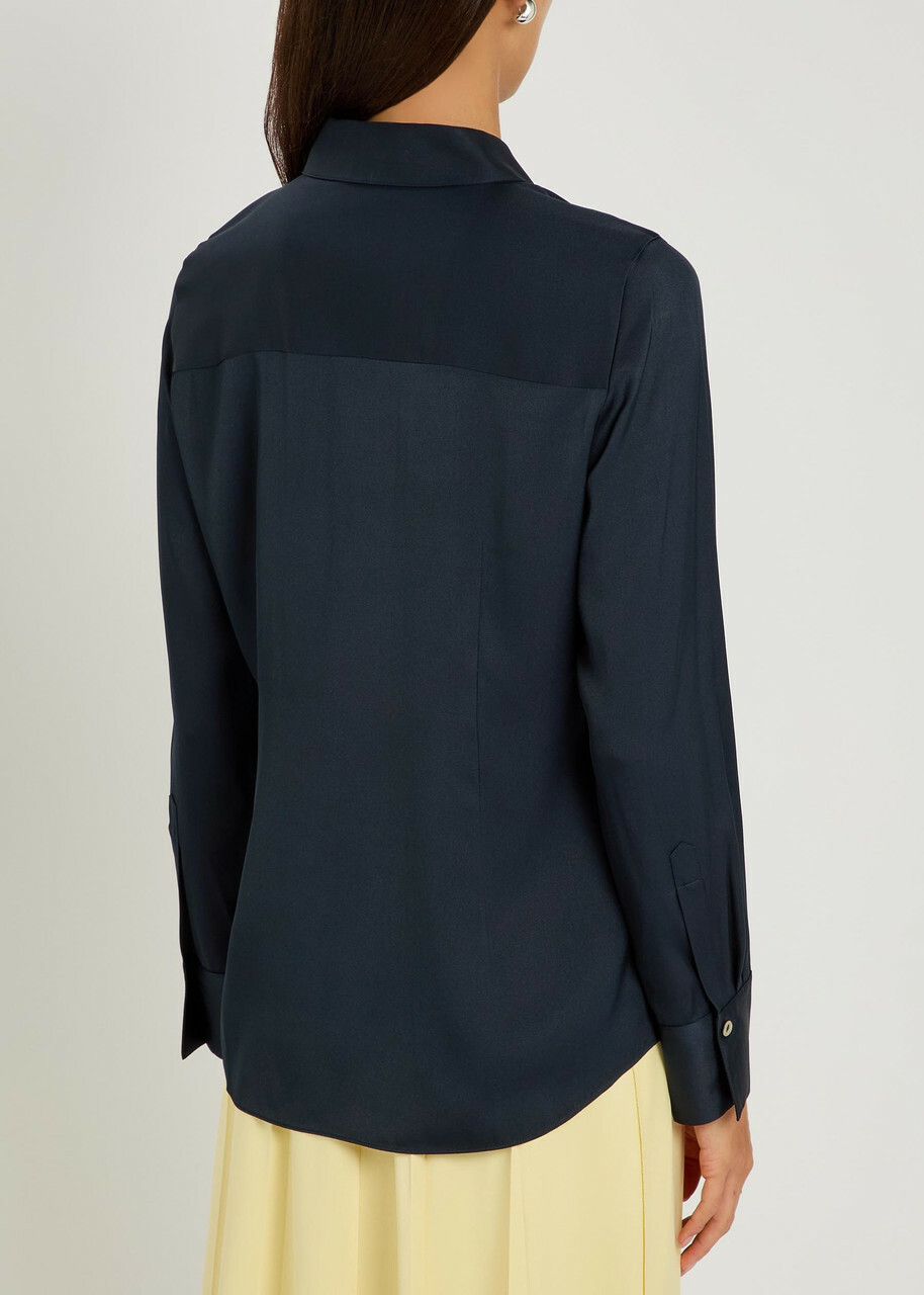 Vince Silk-blend Shirt Navy