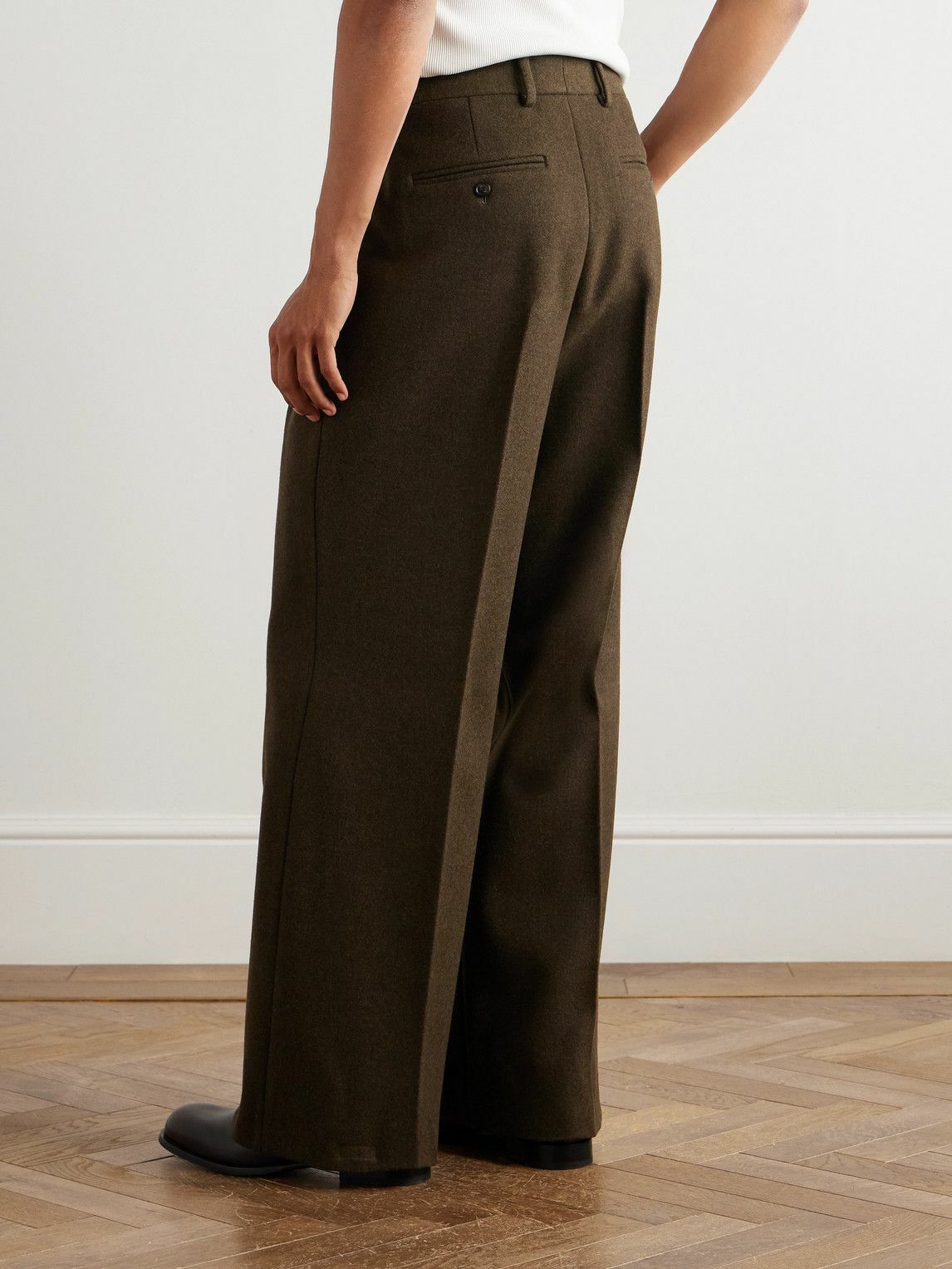 Loro Piana - Hubert Pleated Wool and Cashmere-Blend Wide-Leg Trousers - Brown