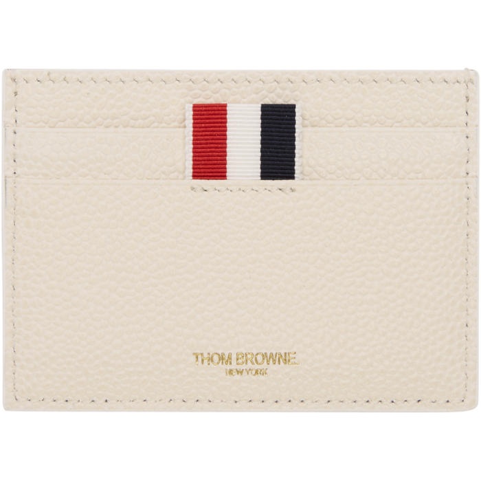 Photo: Thom Browne White Horizontal Stripes Single Card Holder 
