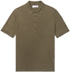 Brunello Cucinelli - Slim-Fit Linen and Cotton-Blend Polo Shirt - Army green