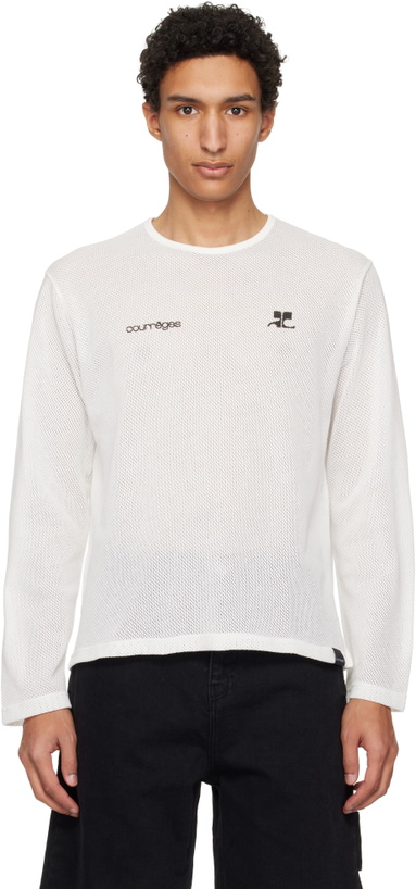 Photo: Courrèges White Printed Mesh T-shirt