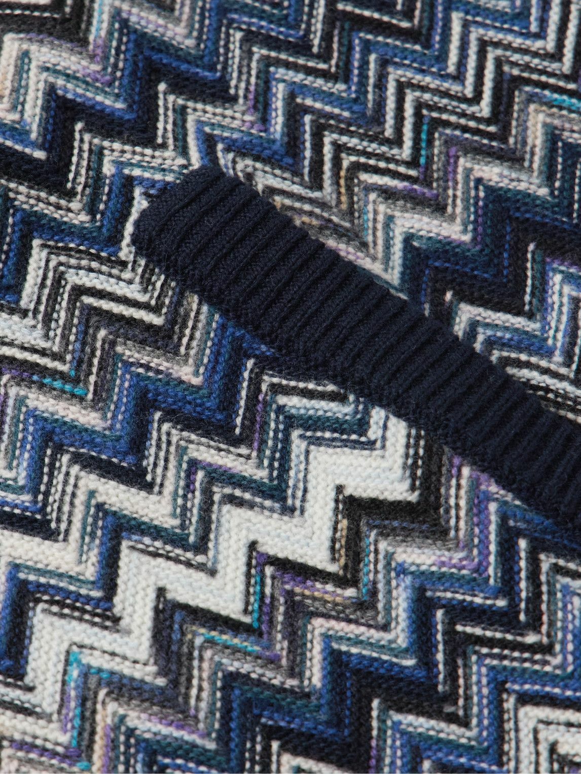 Missoni - Shawl-Collar Space-Dyed Crochet-Knit Wool Cardigan - Blue