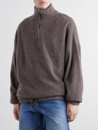 Kaptain Sunshine - Wool and Silk-Blend Fleece Zip-Up Sweater - Brown