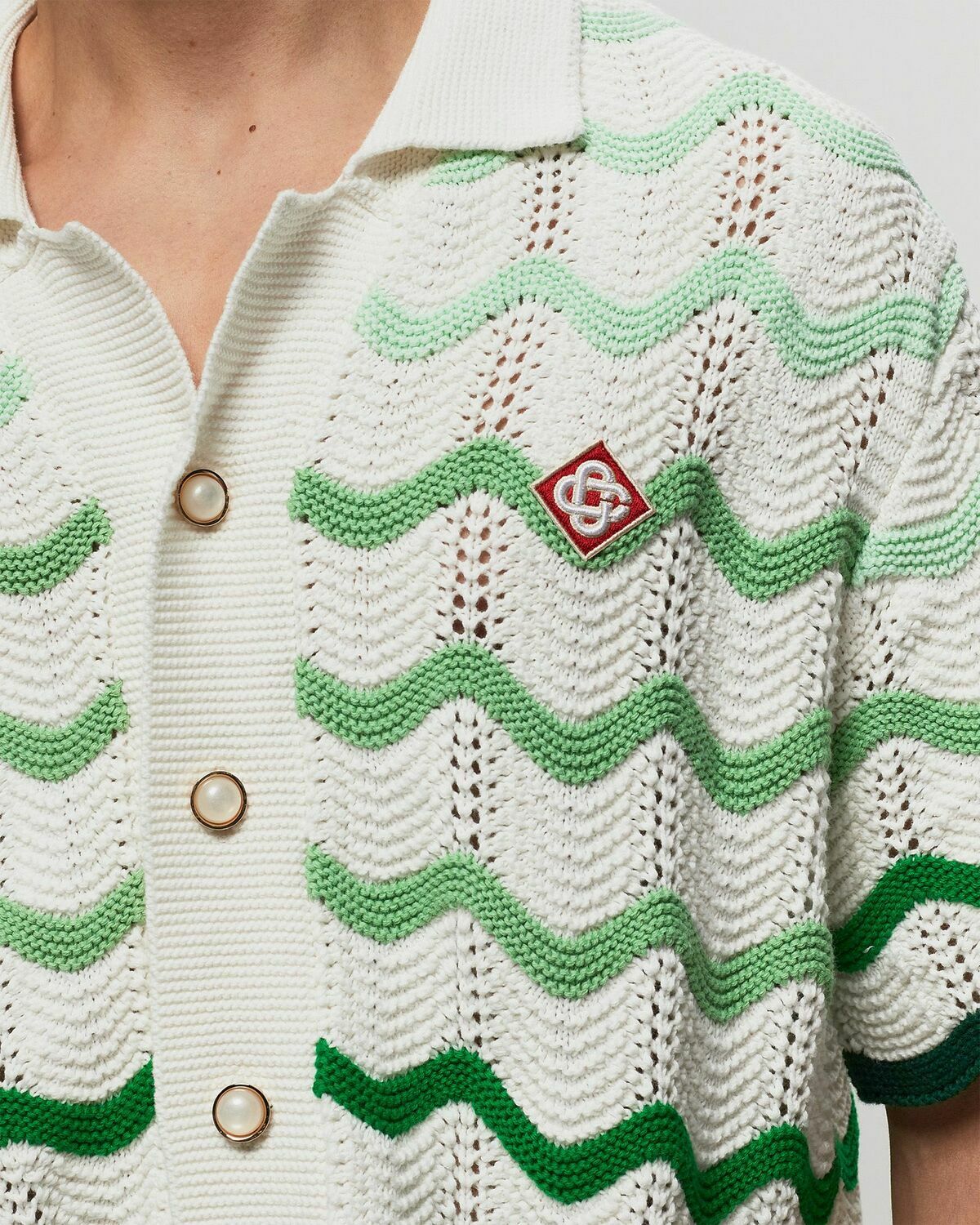 Casablanca Gradient Wave Texture Shirt Green/White Shortsleeves