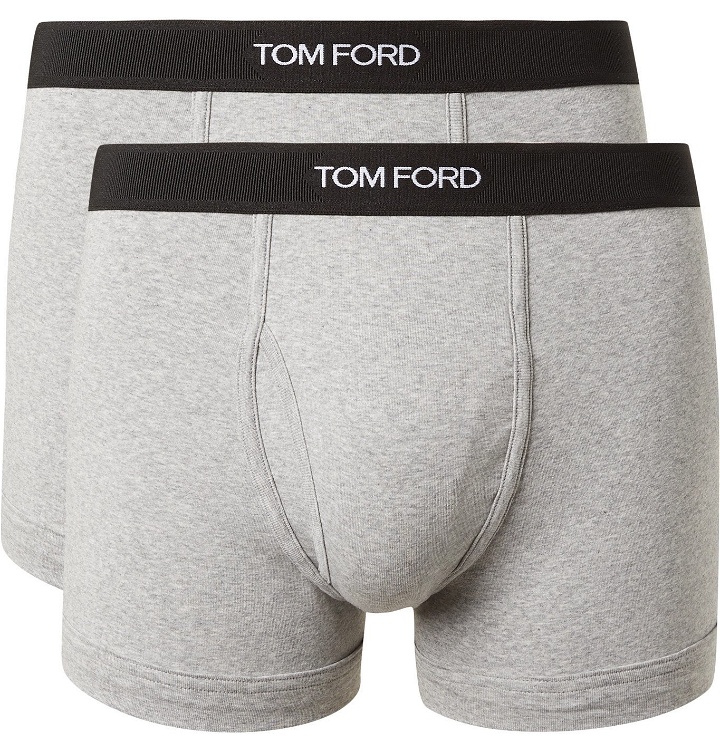 Photo: TOM FORD - Two-Pack Stretch-Cotton Boxer Briefs - Gray