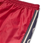 Gucci - Slim-Fit Mid-Length Logo Webbing-Trimmed Swim Shorts - Red