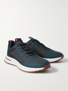Loro Piana - Weekend Walk Leather-Trimmed Mesh Sneakers - Blue