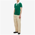 Casablanca Men's Rib Velour Polo Shirt in Evergreen