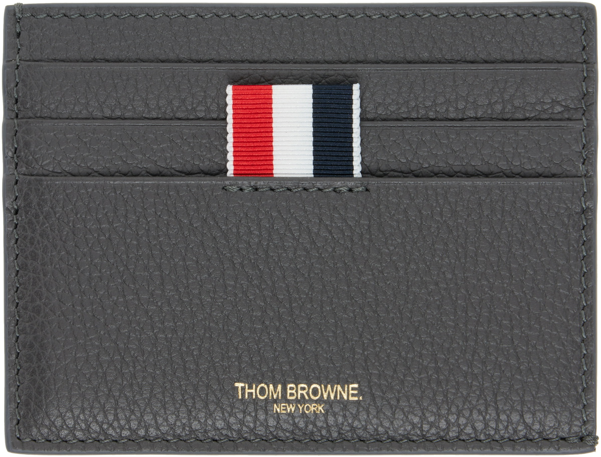 Thom Browne Gray Soft Pebble Grain Note Compartment Card Holder