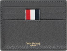 Thom Browne Gray Soft Pebble Grain Note Compartment Card Holder