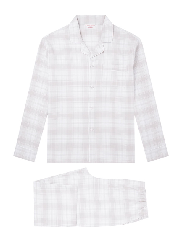 Photo: Derek Rose - Kelburn Checked Brushed Cotton-Flannel Pyjama Set - Neutrals
