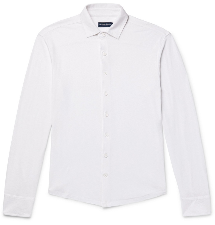 Photo: FRESCOBOL CARIOCA - Slim-Fit Cotton and Linen-Blend Jersey Shirt - White