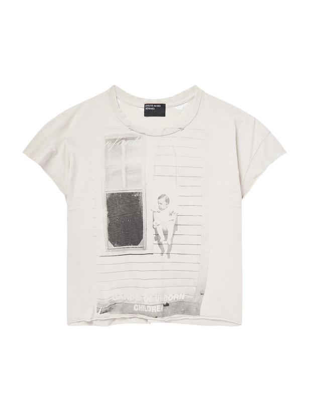 Photo: Enfants Riches Déprimés - Children of Unborn Children Distressed Printed Cotton-Jersey T-Shirt - White