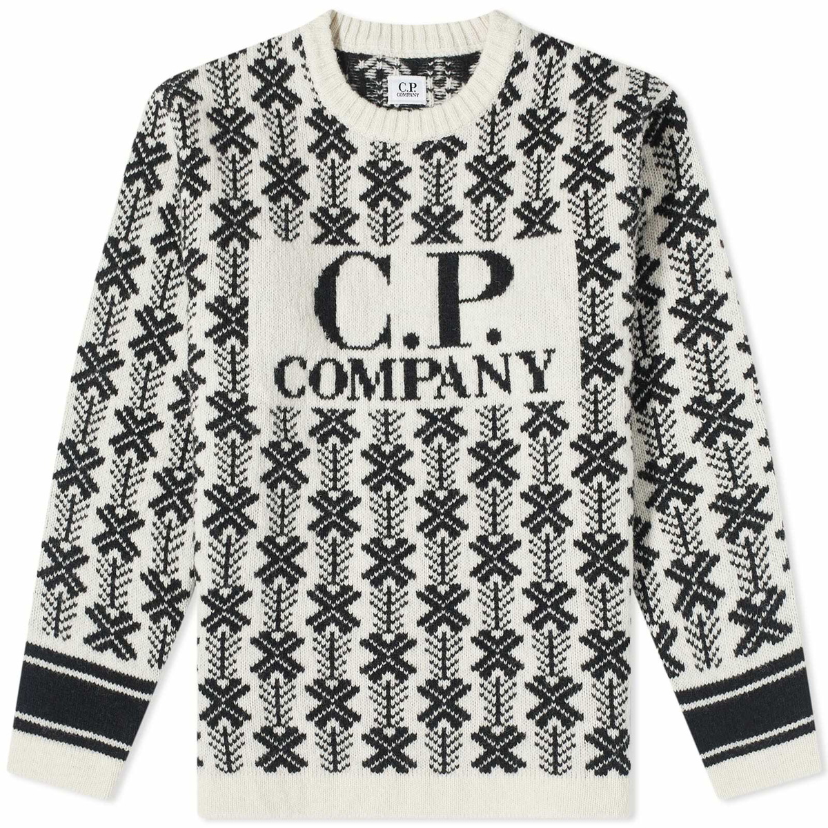 C.P. Company Men's Wool Jacquard Crew Knit in Var.01 C.P.