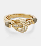 Ananya Chakra 18kt gold ring with diamonds and quartz