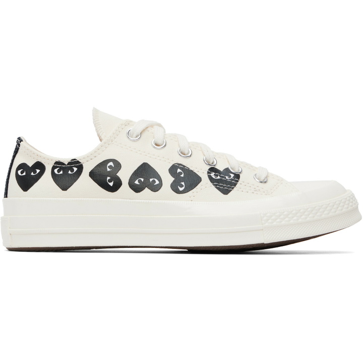 Photo: COMME des GARÇONS PLAY Off-White Converse Edition Chuck 70 Multi Heart Sneakers