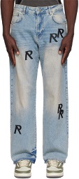 Represent Blue R3 Initial Baggy Jeans