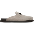 Ferragamo Gray Gancini Ornament Mule Loafers