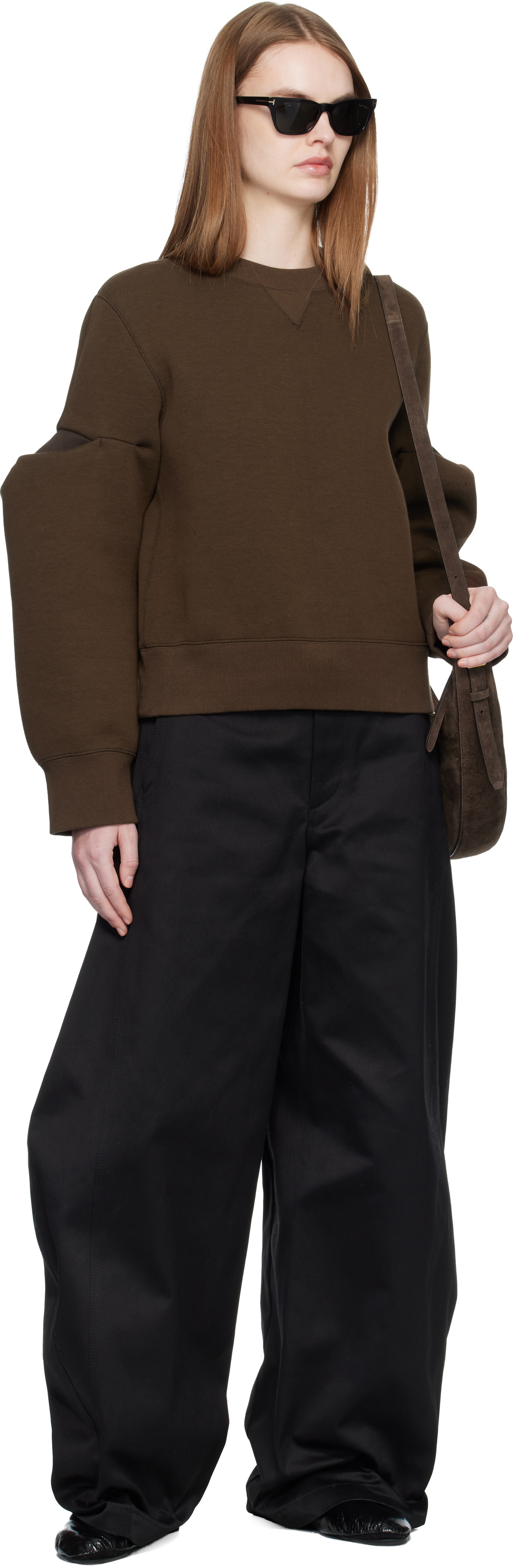 sacai Brown Sponge Sweat Pullover Sweatshirt