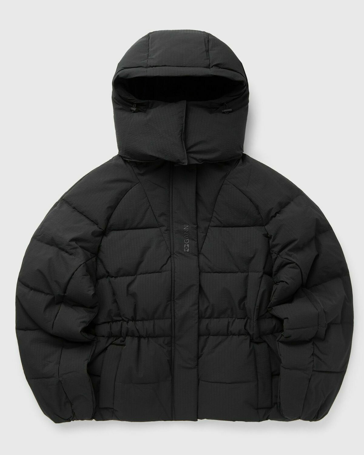 GANNI ジャケット Tech Seersucker Oversized Puffer Jacket Ganni Tech Seersucker Oversized Puffer Jacket Black Womens