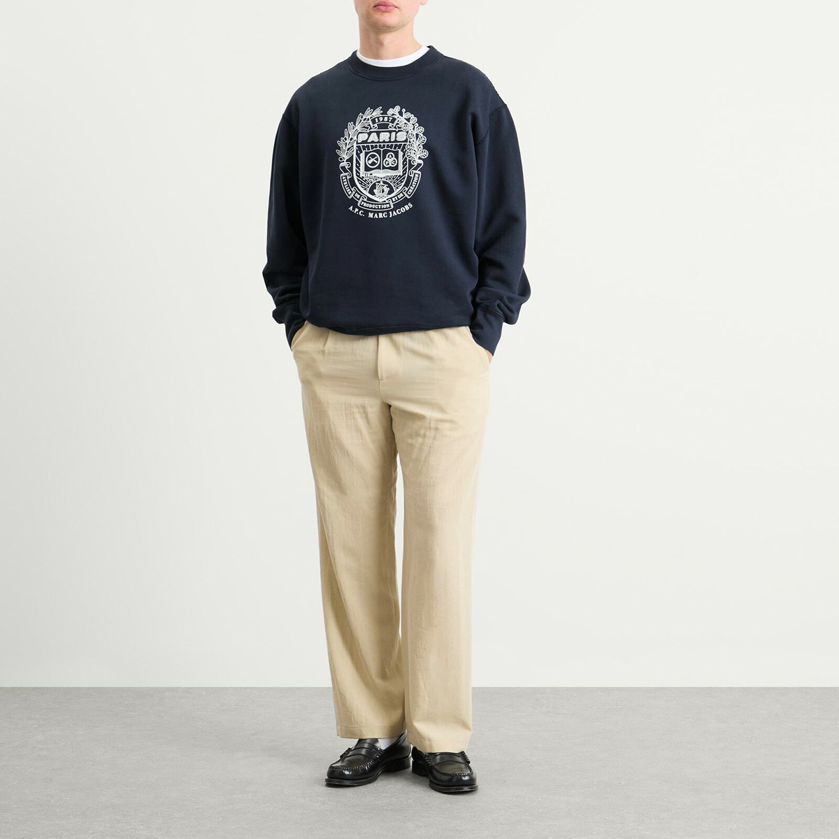 A.P.C. Men's x Marc Jacobs The Paris Crew Neck Sweatshirt in Dark Navy