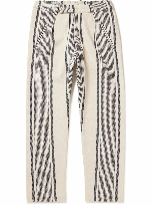 Photo: SMR Days - Bondi Straight-Leg Striped Cotton-Jacquard Trousers - Neutrals