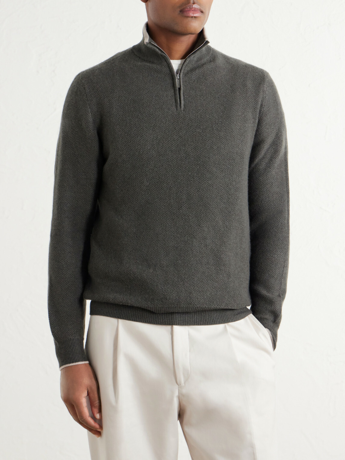 FEDELI - Ape Half-Zipped Cashmere Sweater - Green