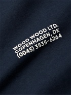 Wood Wood - Hugh Logo-Print Organic Loopback Cotton-Jersey Sweatshirt - Blue