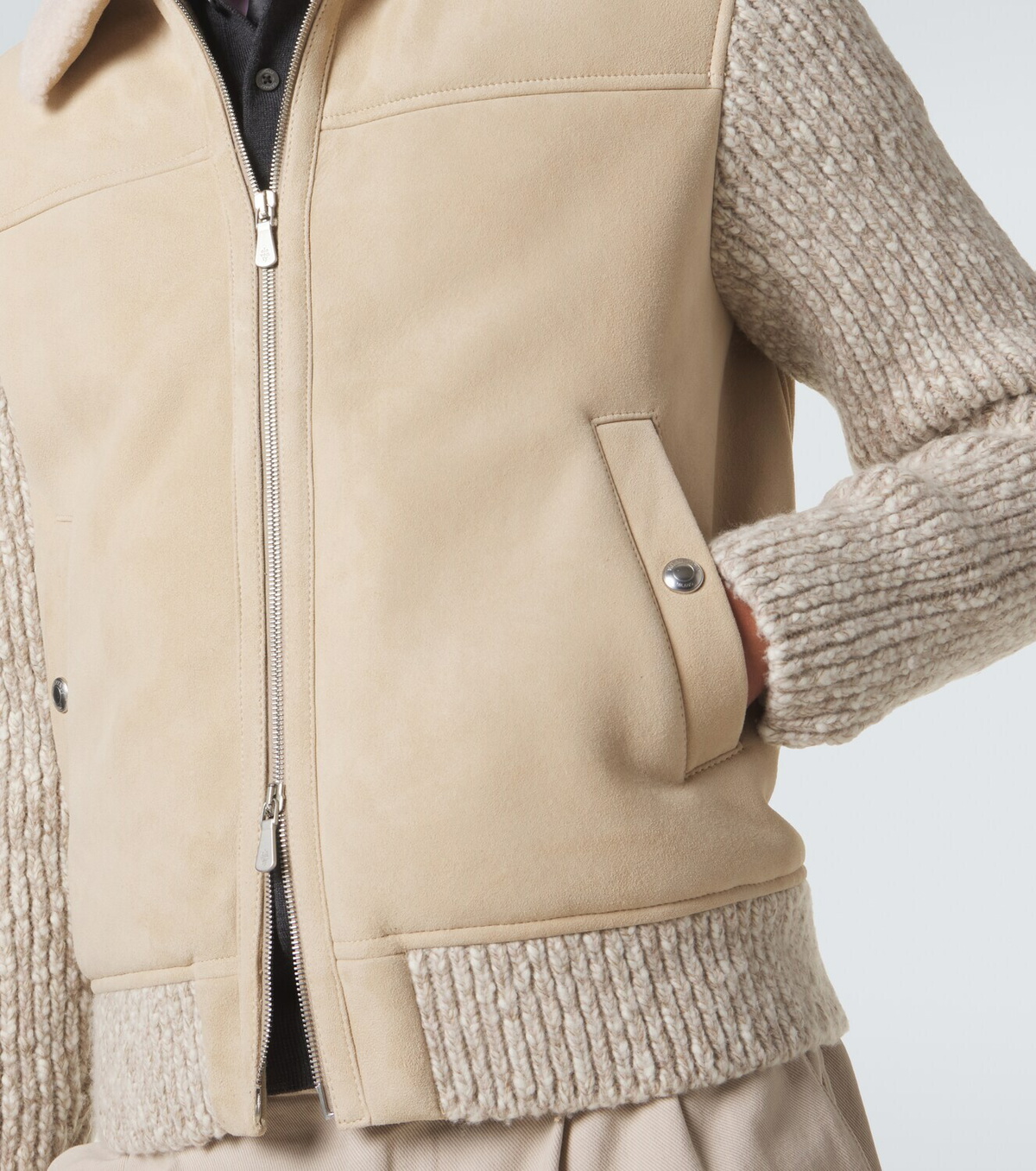 Eleventy Shearling-lined suede jacket