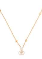 Valentino Vlogo Signature Swarovski Crystal and Pearl Necklace - Gold - One Size