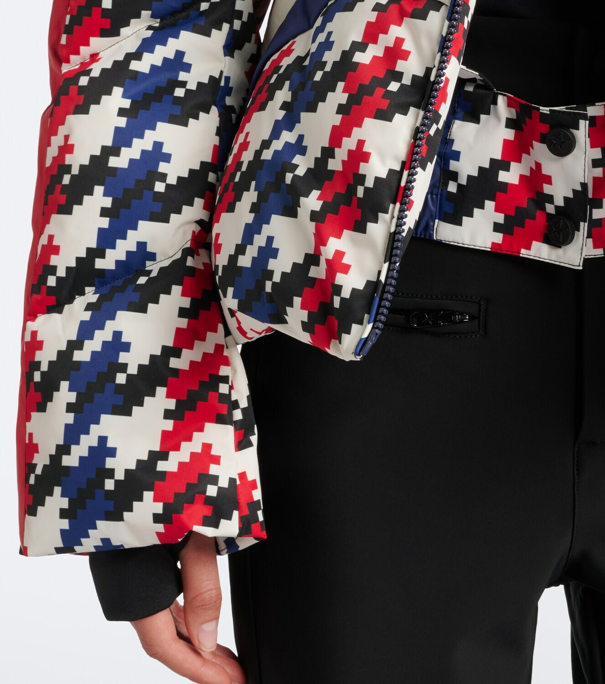 Perfect Moment Duvet houndstooth hooded down ski jacket
