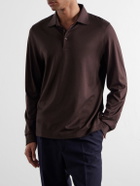 Mr P. - Silk and Cotton-Blend Polo Shirt - Brown