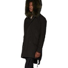 Mr and Mrs Italy Black and Green Fur Long Quilt Parka
