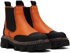 GANNI Orange Cleated Low Chelsea Boots