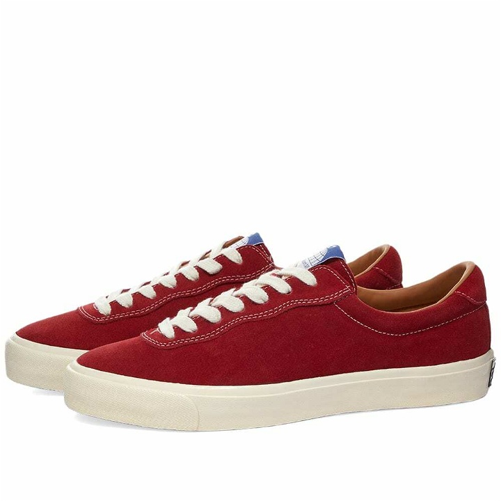 Photo: Last Resort AB Men's Suede Low Sneakers in Old Red/White