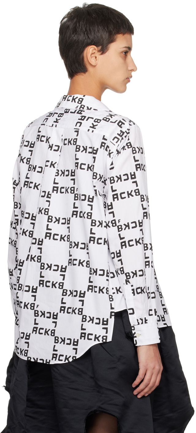 Black Comme des Garçons White Asymmetrical Shirt