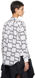 Black Comme des Garçons White Asymmetrical Shirt