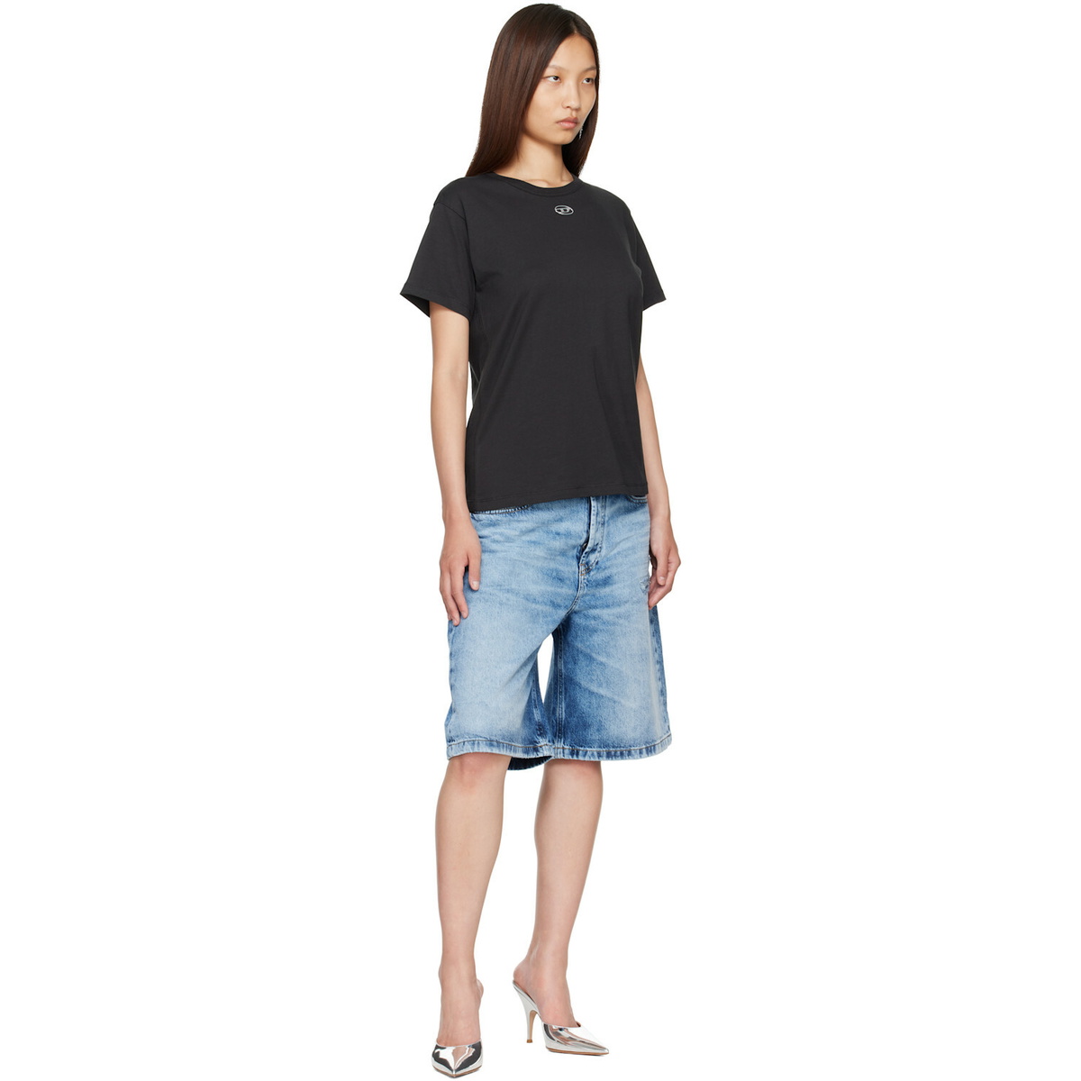 Diesel Black Metallic Oval D Cotton T-shirt