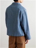 Story Mfg. - Short On Time Embroidered Organic Cotton-Chambray Jacket - Blue