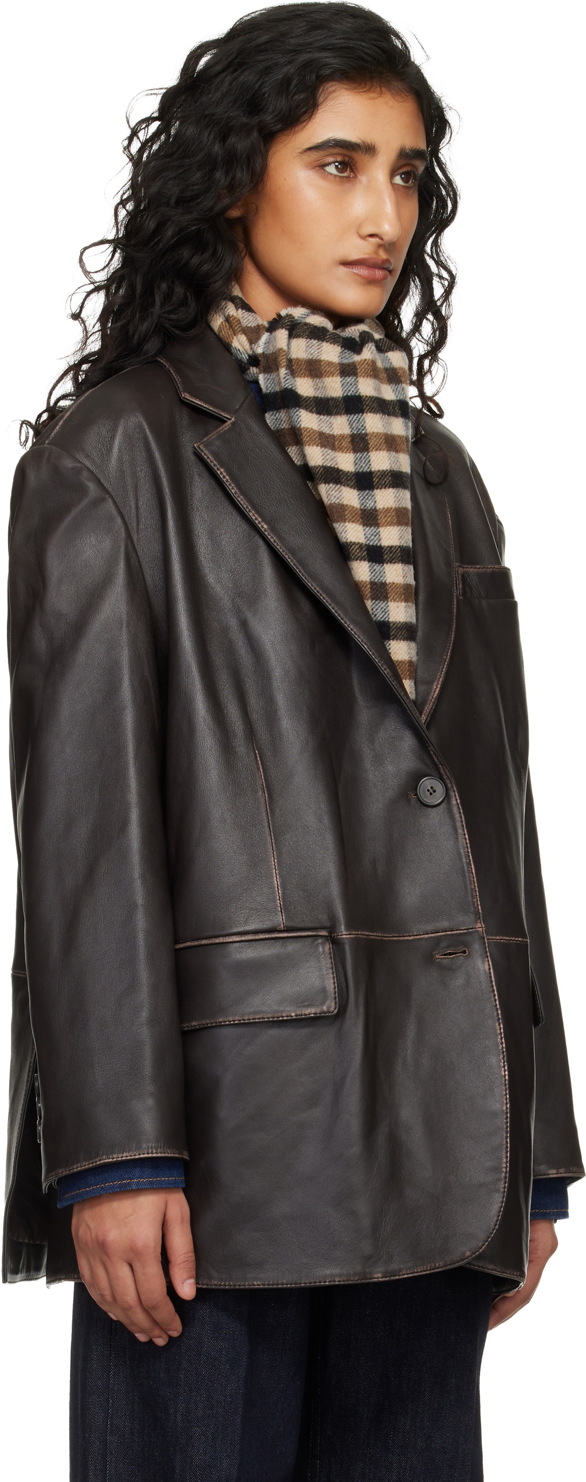 Weekend Max Mara Brown Pila Leather Blazer