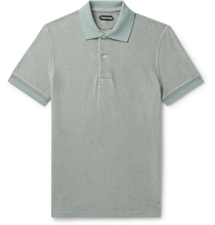 Photo: TOM FORD - Slim-Fit Cotton-Terry Polo Shirt - Gray