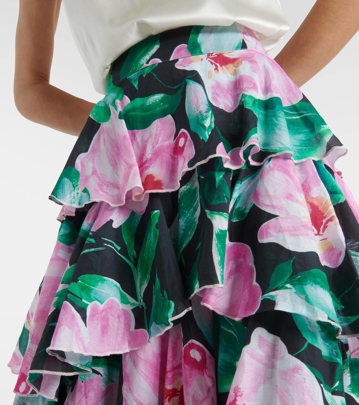 Alexandra Miro Cordelia floral tiered maxi skirt