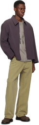 Small Talk Studio Purple Zip Western Washed Silk Jacket