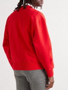 AMI PARIS - Logo-Appliquéd Cotton-Jersey Sweatshirt - Red